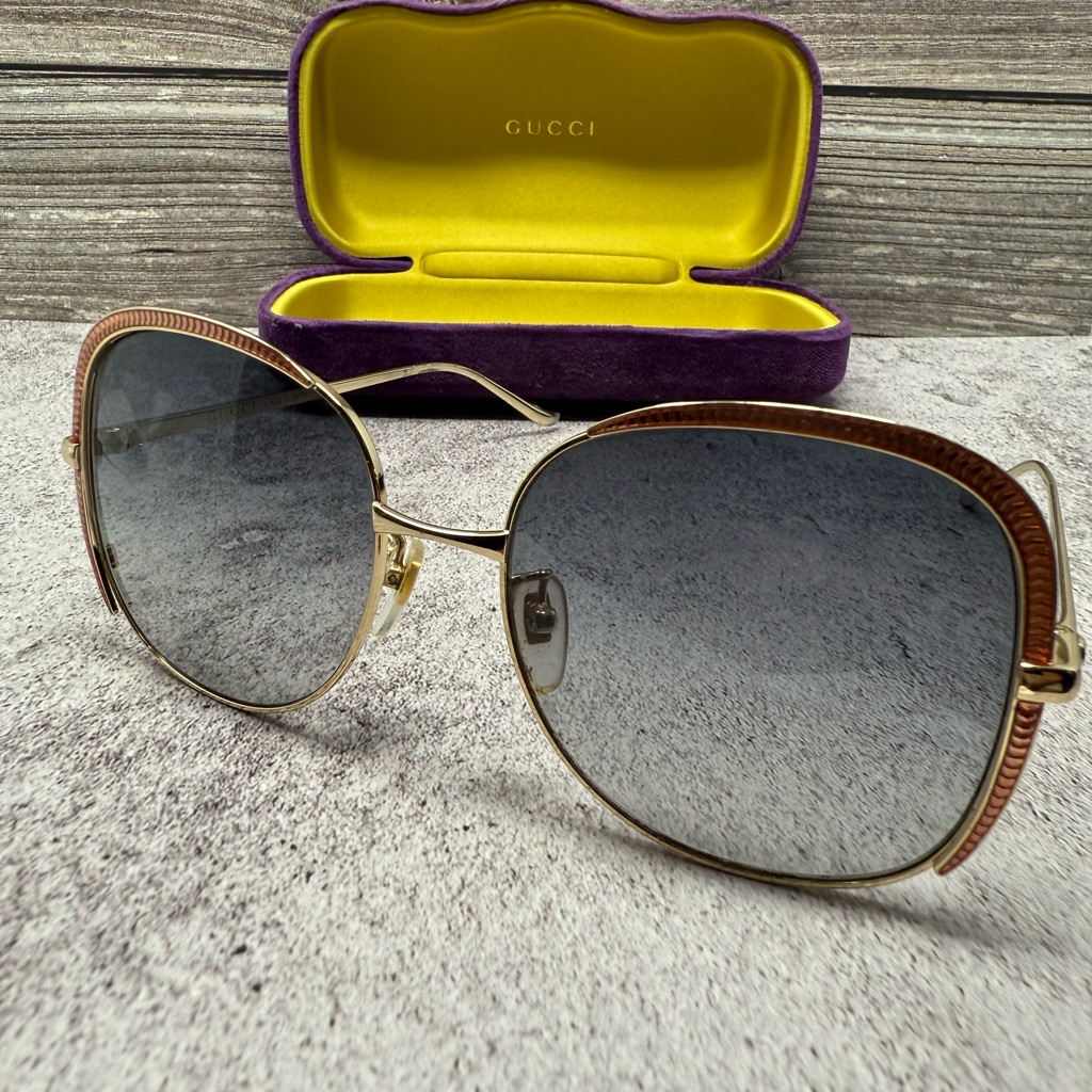 Gucci Women's Gg0400s Gg/0400/S 003 Gold/Red Fashion Square Sunglasses 58mm